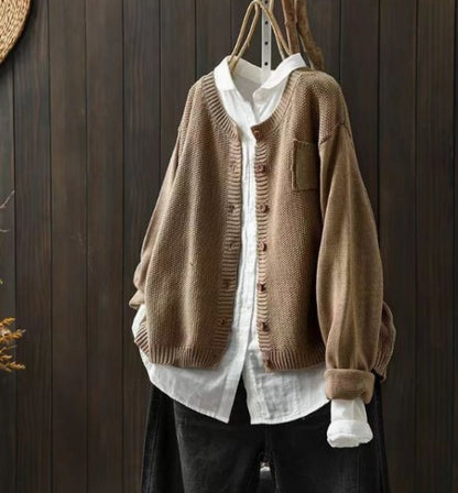Comfortable Red Cardigan for Women with Oversized Fit Relaxed Fit Wrap Front Layered Style