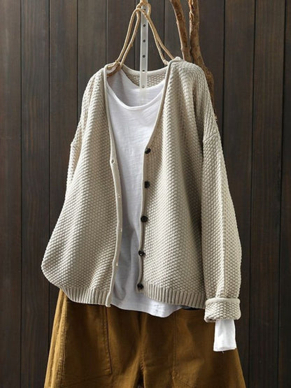 Comfortable Red Cardigan for Women with V Neck Button Front Relaxed Fit Knit Layered Style
