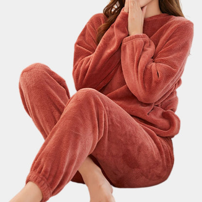Comfortable Red Pajamas for Women with Relaxed Fit Fleece Lined Everyday Wear Lounge Style