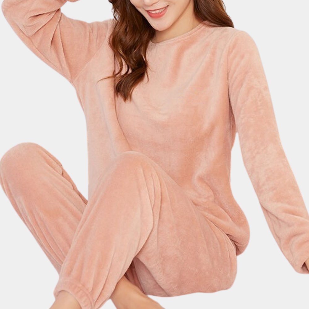Comfortable Red Pajamas for Women with Relaxed Fit Fleece Lined Everyday Wear Lounge Style
