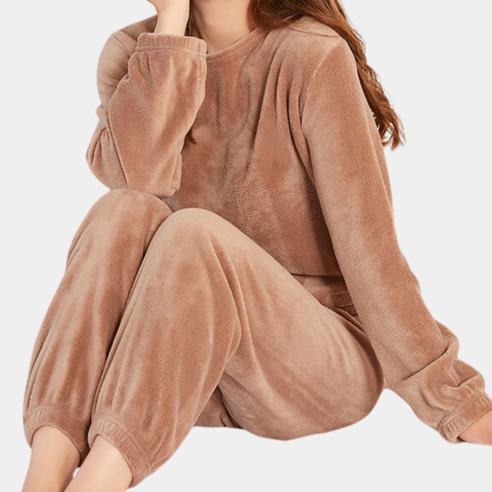 Comfortable Red Pajamas for Women with Relaxed Fit Fleece Lined Everyday Wear Lounge Style