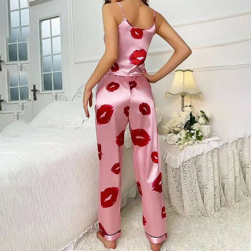 Comfortable Rose Pajamas Set for Women with Satin Everyday Wear Soft Finish Relaxed Style