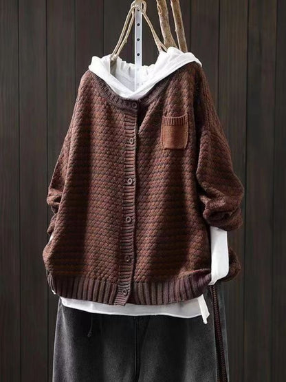 Comfortable Rust Cardigan for Women with Button Front Side Pockets Hooded Relaxed Style