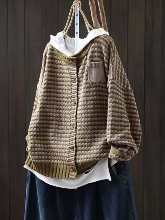 Comfortable Rust Cardigan for Women with Button Front Side Pockets Hooded Relaxed Style