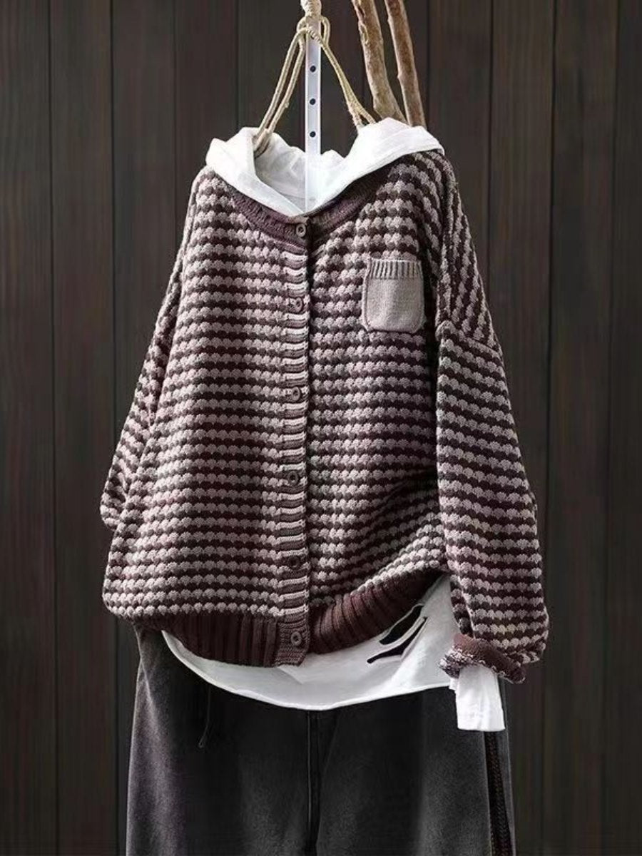 Comfortable Rust Cardigan for Women with Button Front Side Pockets Hooded Relaxed Style