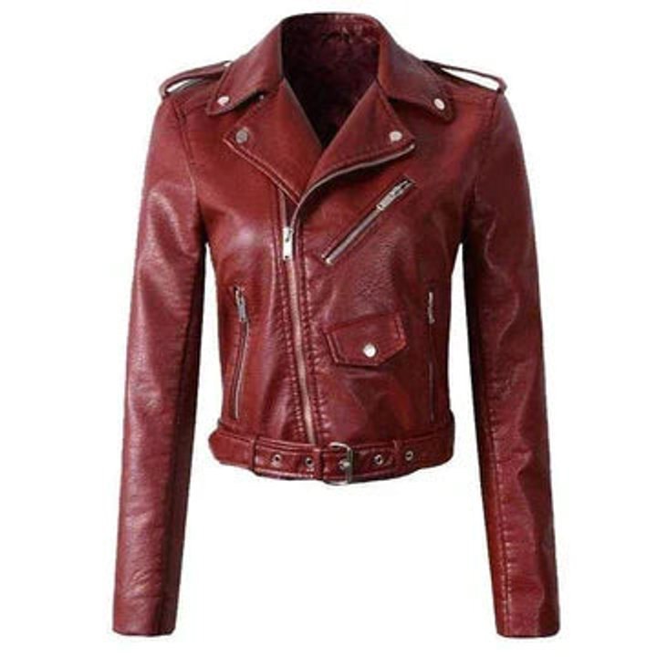 Comfortable White Faux Leather Coat for Women with Zip Front Belted Cropped Outdoor Style