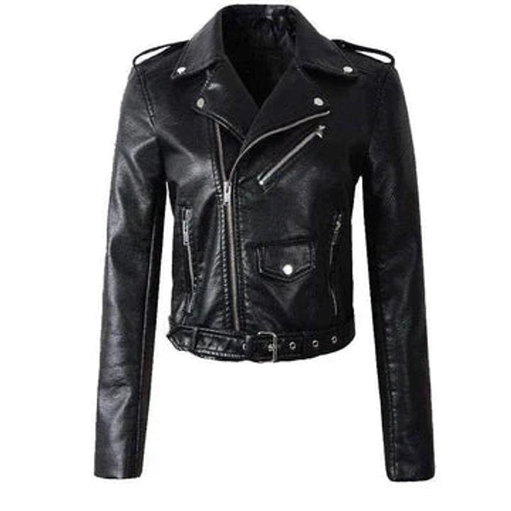 Comfortable White Faux Leather Coat for Women with Zip Front Belted Cropped Outdoor Style