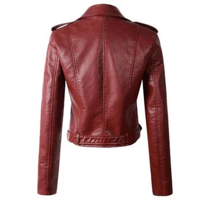 Comfortable White Faux Leather Coat for Women with Zip Front Belted Cropped Outdoor Style