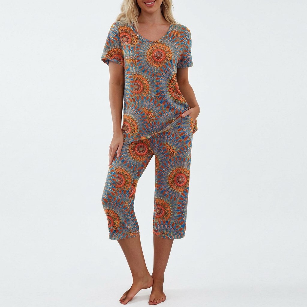 Comfortable White Pajamas for Women with Floral Print Relaxed Fit Everyday Wear Cosy Style