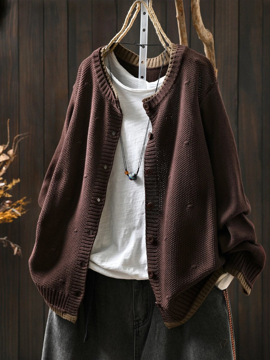 Comfortable Wine Cardigan for Women with Button Front Oversized Fit Relaxed Fit Knit Everyday Style