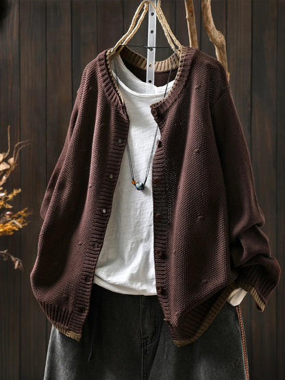 Comfortable Wine Cardigan for Women with Button Front Oversized Fit Relaxed Fit Knit Everyday Style