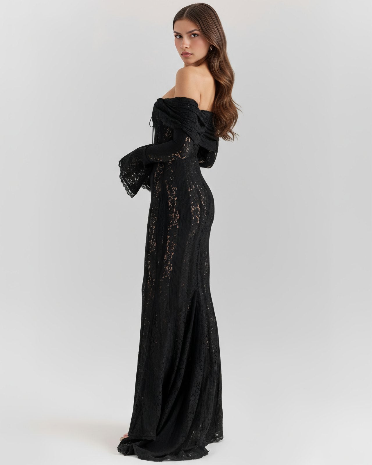 Elegant Black Sequin Dress for Women with Lace Trim Relaxed Fit Everyday Wear Evening Style