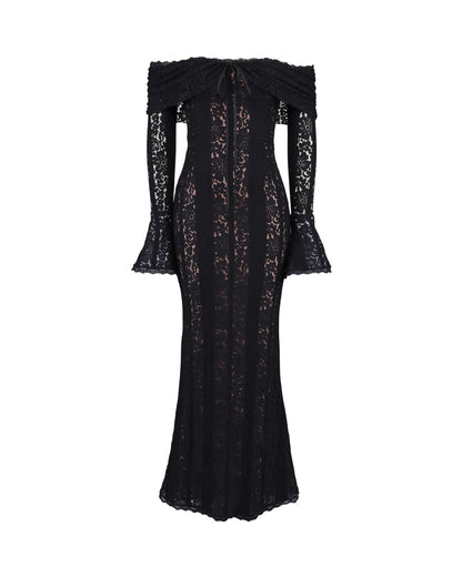 Elegant Black Sequin Dress for Women with Lace Trim Relaxed Fit Everyday Wear Evening Style