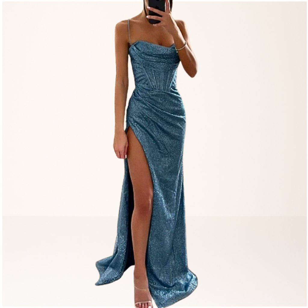 Elegant Black Sequin Dress for Women with Side Slit Relaxed Fit Everyday Wear Party Style