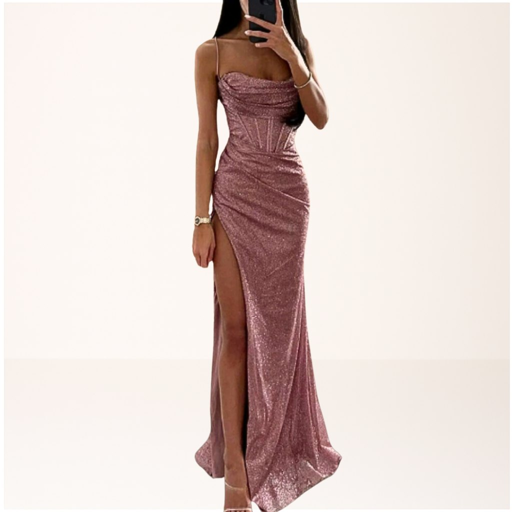 Elegant Black Sequin Dress for Women with Side Slit Relaxed Fit Everyday Wear Party Style