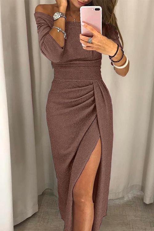 Elegant Champagne Party Dress for Women with Long Sleeve Relaxed Fit Everyday Wear Party Style