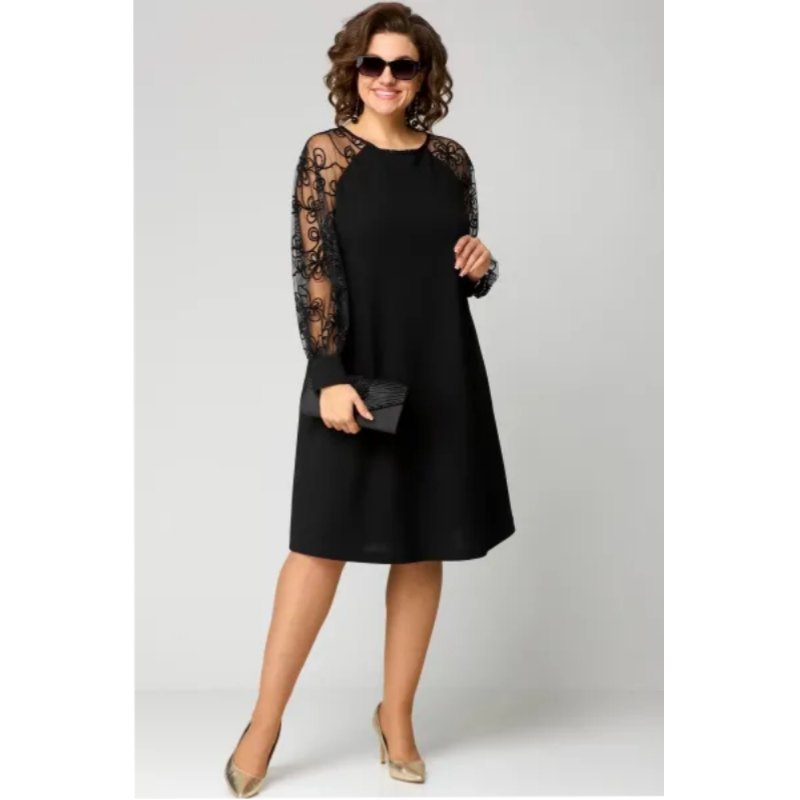 Elegant Long Sleeve Dress for Women with Lace Trim Relaxed Fit Everyday Wear Occasion Style