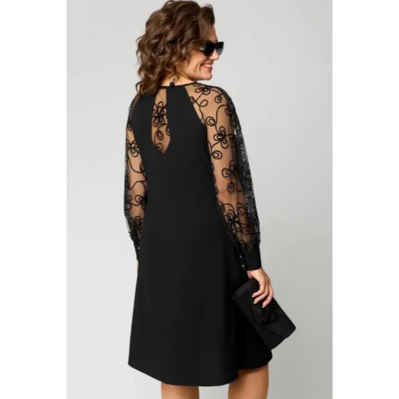 Elegant Long Sleeve Dress for Women with Lace Trim Relaxed Fit Everyday Wear Occasion Style