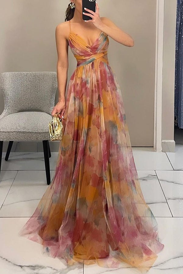 Elegant Orange Party Dress for Women with Wrap Front Floral Print Relaxed Fit Cocktail Style