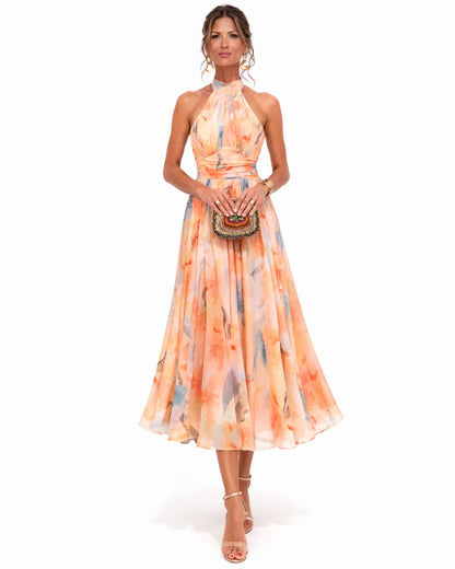 Elegant Party Dress for Women with Halter Relaxed Fit Everyday Wear Occasion Style