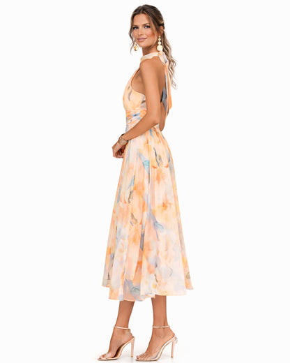 Elegant Party Dress for Women with Halter Relaxed Fit Everyday Wear Occasion Style
