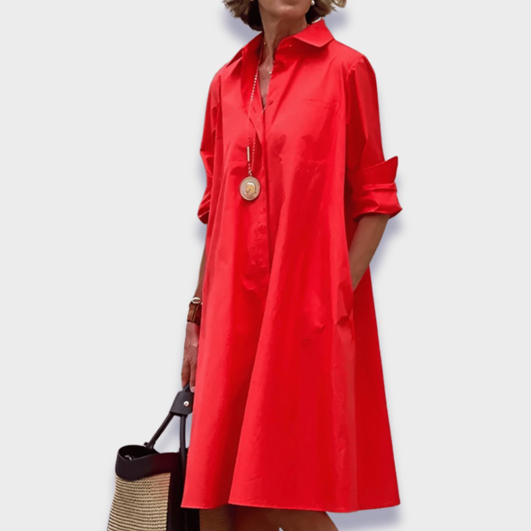 Elegant Red Dress for Women with Relaxed Fit Everyday Wear Soft Finish Occasion Style