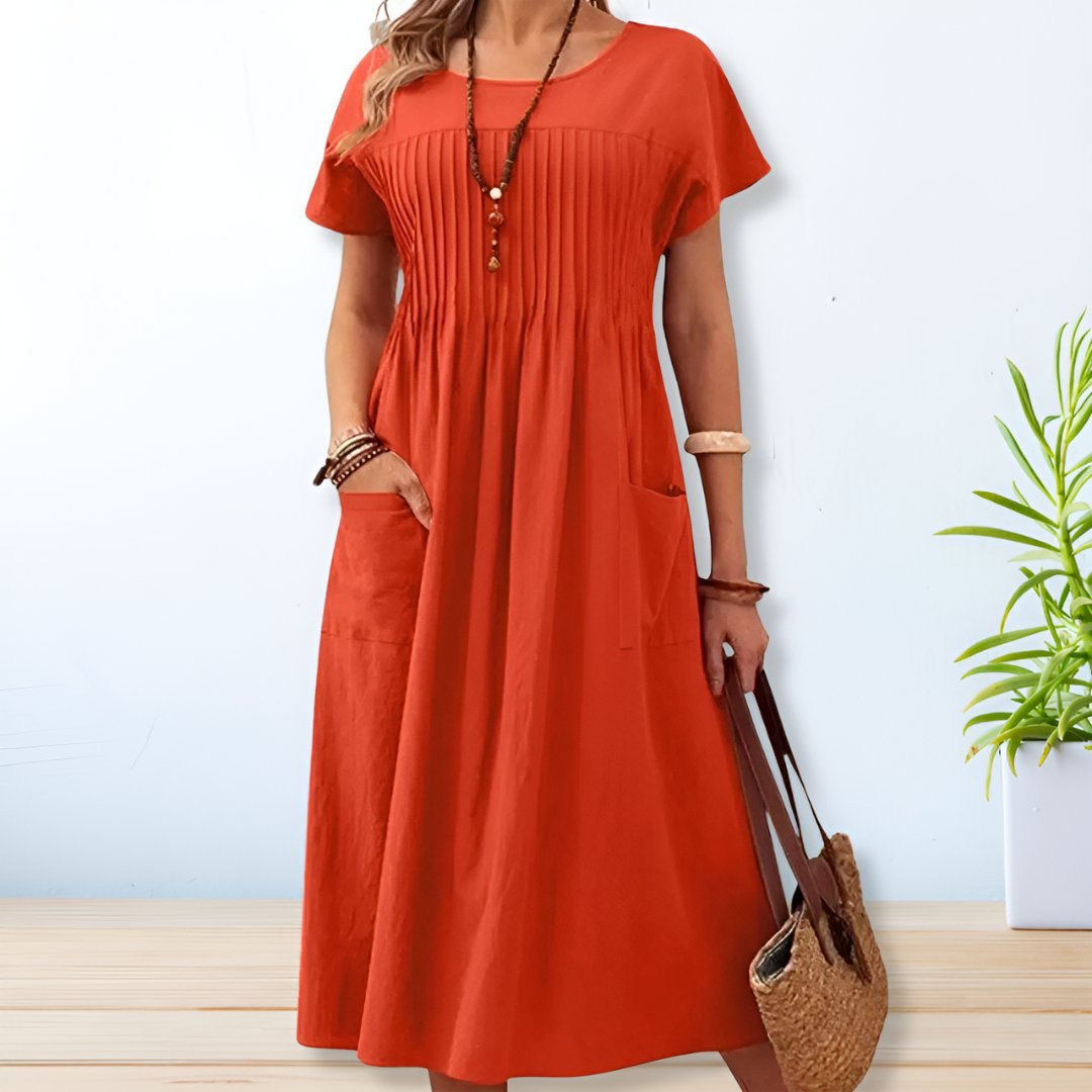 Elegant Red Dress for Women with Relaxed Fit Everyday Wear Soft Finish Party Style