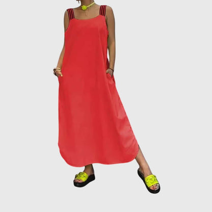 Elegant Red Dress for Women with Relaxed Fit Everyday Wear Soft Finish Evening Style