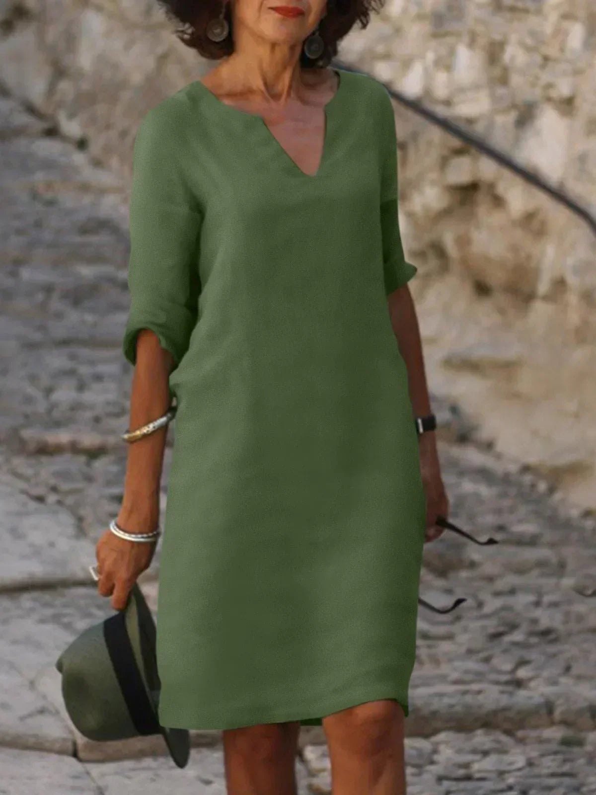 Elegant Red Dress for Women with V Neck Relaxed Fit Everyday Wear Cocktail Style
