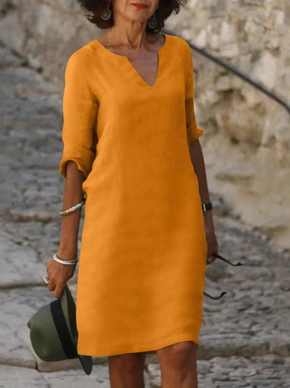 Elegant Red Dress for Women with V Neck Relaxed Fit Everyday Wear Cocktail Style