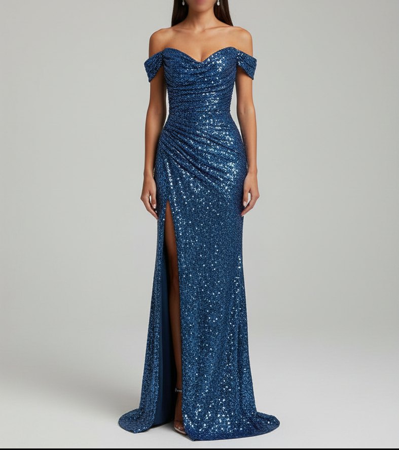 Elegant Wine Sequin Dress for Women with Sweetheart Neck Side Slit Relaxed Fit Evening Style
